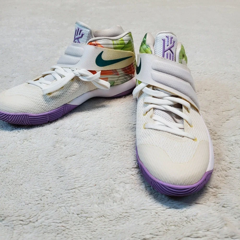 Nike Kyrie 2 White Lilac Purple Easter Colorful Casual Logo Mid Top Sneaker 6 Y